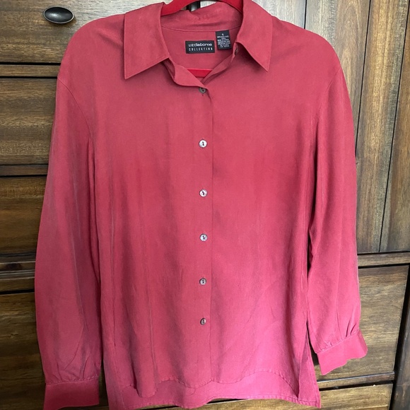 100% REAL SILK Vintage Liz Claiborne Button Down - Picture 2 of 6